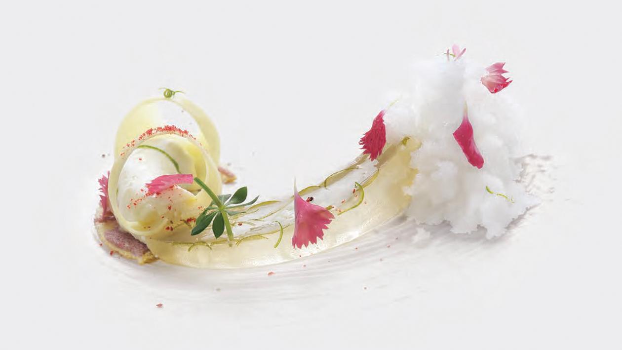 Iceber-gamotto: Mousse al cioccolato bianco e gelatina di bergamotto su daquioise al cocco – Ricetta Iceber-gamotto: Mousse al cioccolato bianco e gelatina di bergamotto su daquioise al cocco – Ricetta