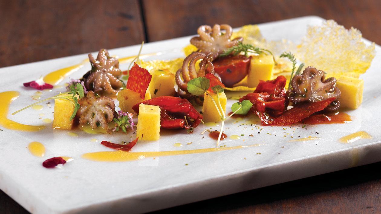 Moscardino cotto in umido con polenta e gremolada di spezie – Ricetta Moscardino cotto in umido con polenta e gremolada di spezie – Ricetta