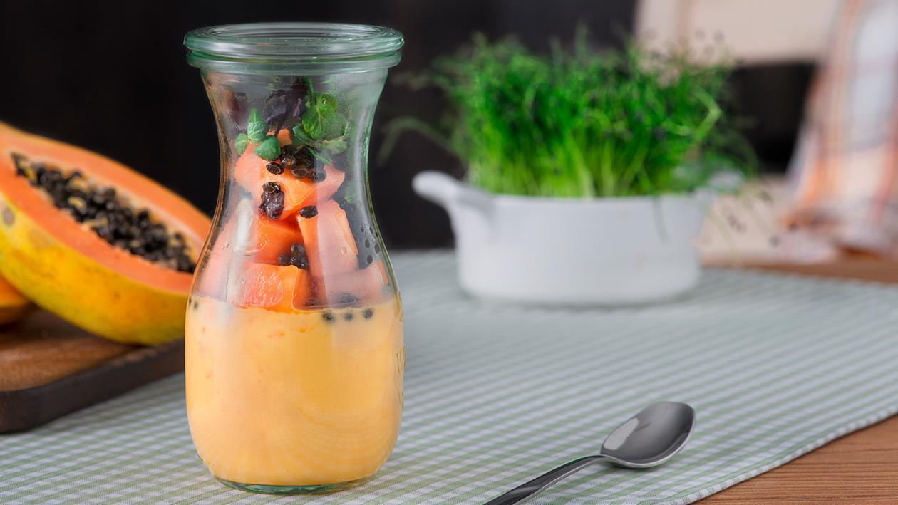Panna cotta alla papaya in vasocottura – Ricetta Panna cotta alla papaya in vasocottura – Ricetta