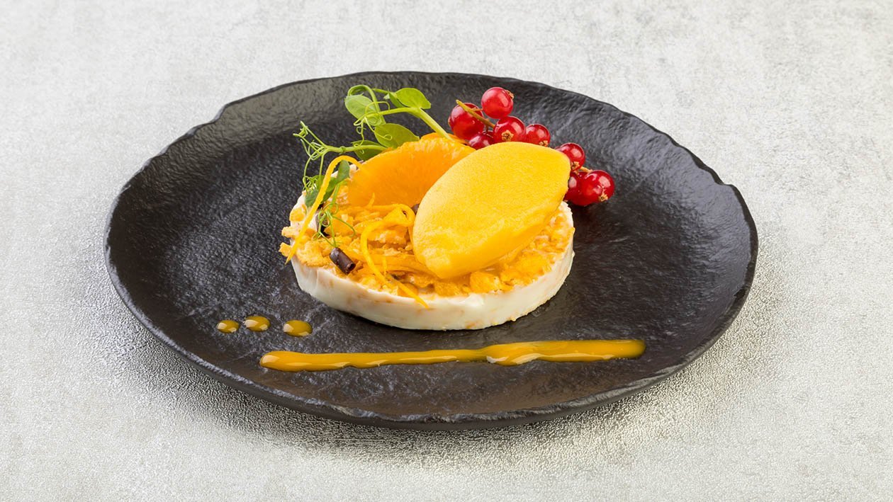Sorbetto al mango con buccia d'arancia, corn flakes e crunchy al cioccolato bianco – Ricetta Sorbetto al mango con buccia d'arancia, corn flakes e crunchy al cioccolato bianco – Ricetta
