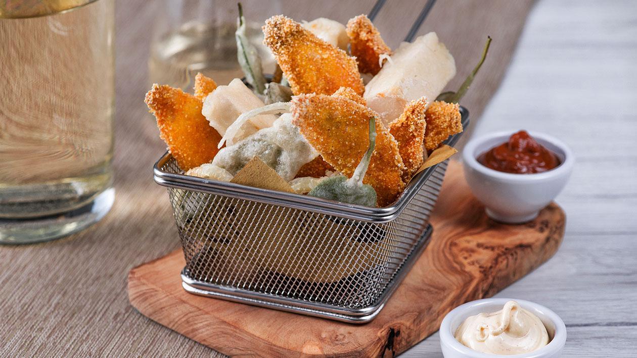 Triglie fritte in polenta con tofu in tempura – Ricetta Triglie fritte in polenta con tofu in tempura – Ricetta
