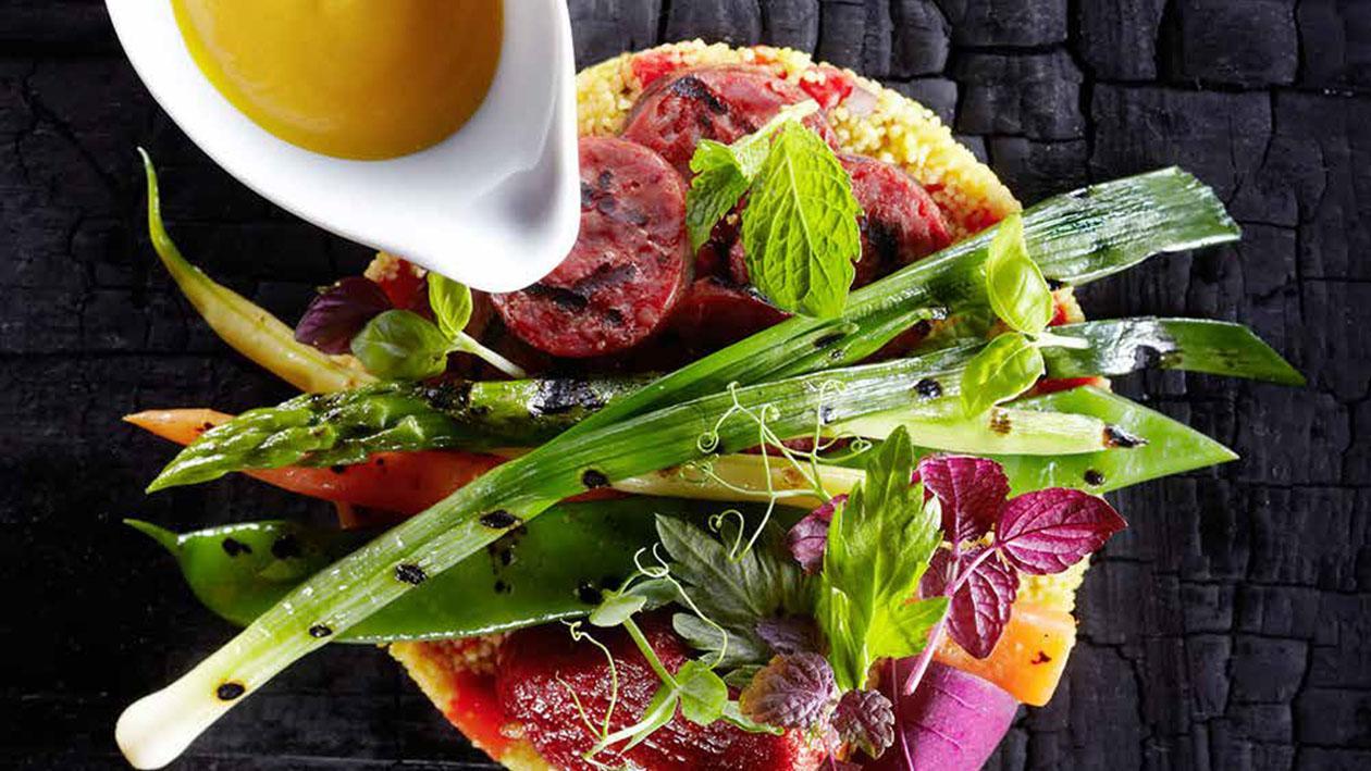 Verdure grigliate con chorizo e cous cous – Ricetta Verdure grigliate con chorizo e cous cous – Ricetta