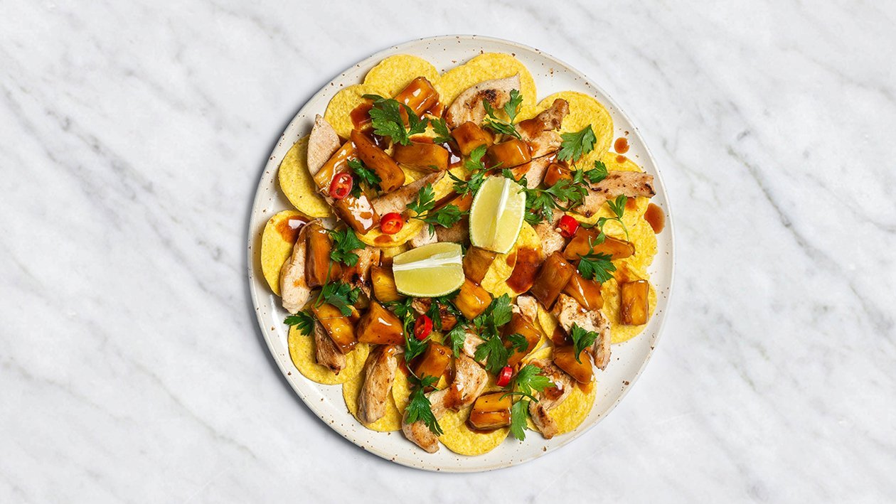 Grilintų ananasų ir BBQ padažas su nachos ir vištiena – Receptas Grilintų ananasų ir BBQ padažas su nachos ir vištiena – Receptas