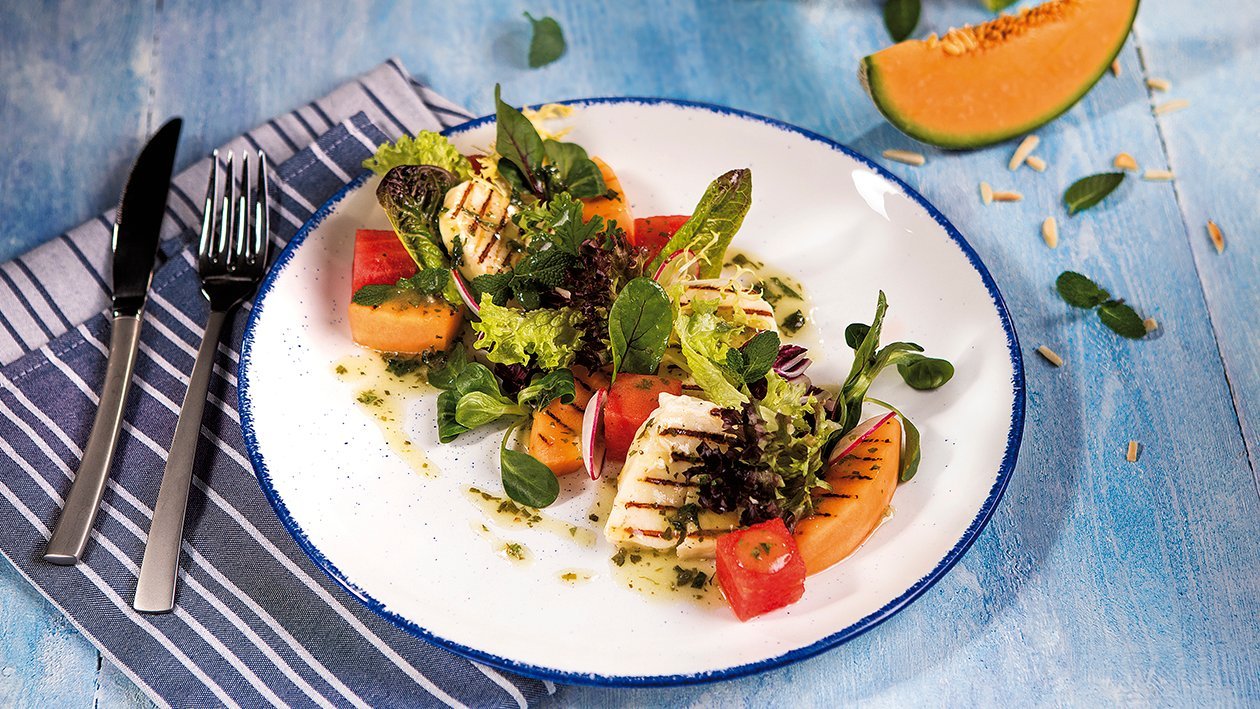 Salāti ar grilētu halloumi sieru – Receptas Salāti ar grilētu halloumi sieru – Receptas