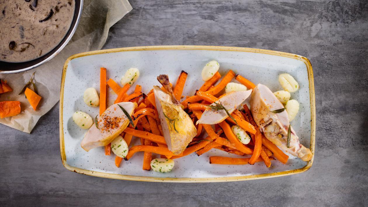 Sous - vide viščiukas su keptais moliūgais ir grybų padažu – Receptas Sous - vide viščiukas su keptais moliūgais ir grybų padažu – Receptas