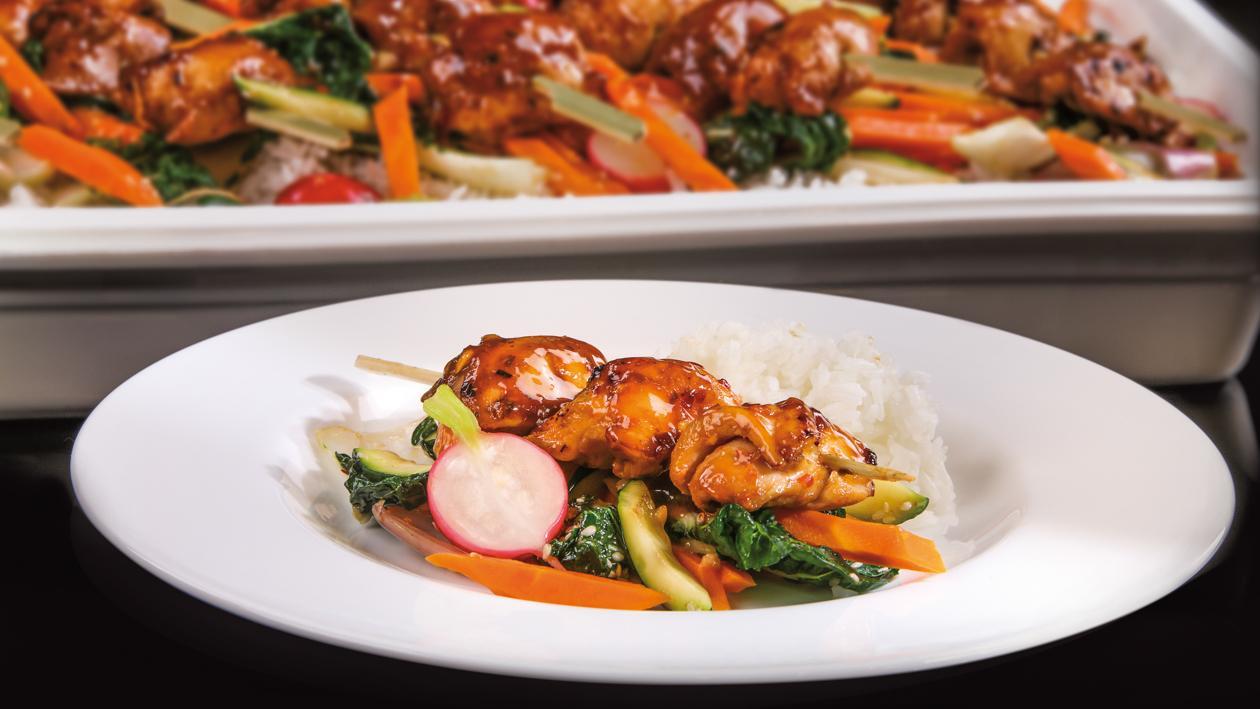Yakitori vištiena – glazūruota, su keptomis daržovėmis – Receptas Yakitori vištiena – glazūruota, su keptomis daržovėmis – Receptas