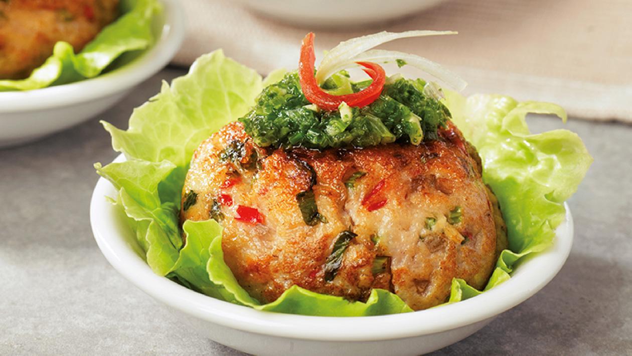 Kek Ikan Cincang Diperap, Sos Vinaigret Ketumbar Kek Ikan Cincang Diperap, Sos Vinaigret Ketumbar