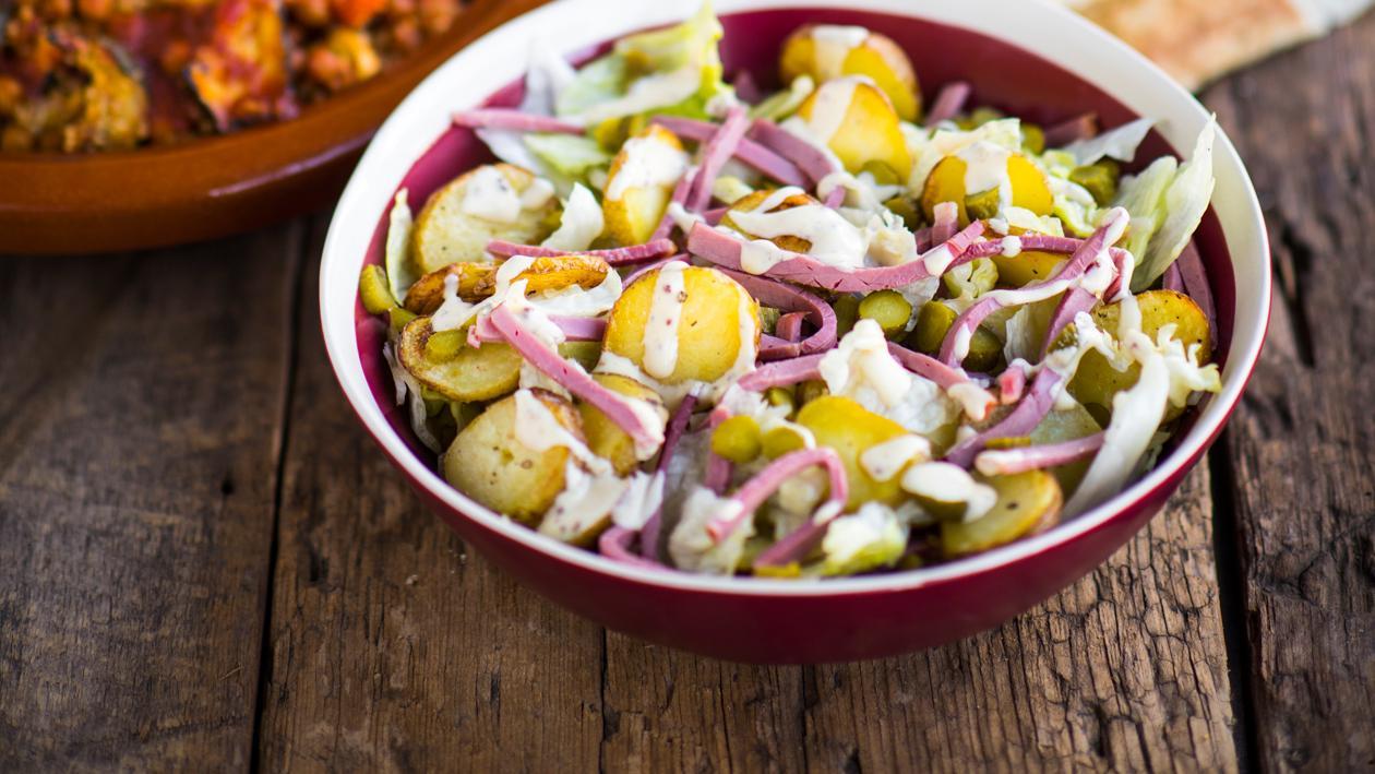 Salade van krielaardappel met pastrami Salade van krielaardappel met pastrami