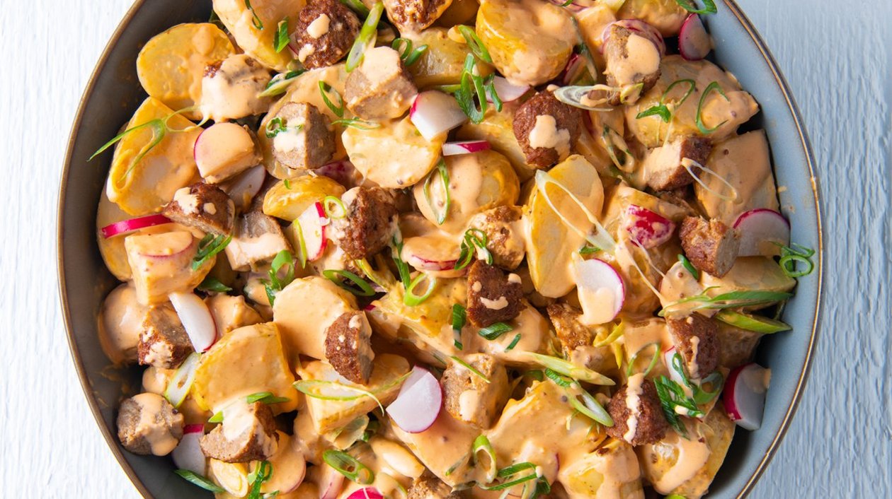 Spicy aardappel veggie meatball salade Spicy aardappel veggie meatball salade
