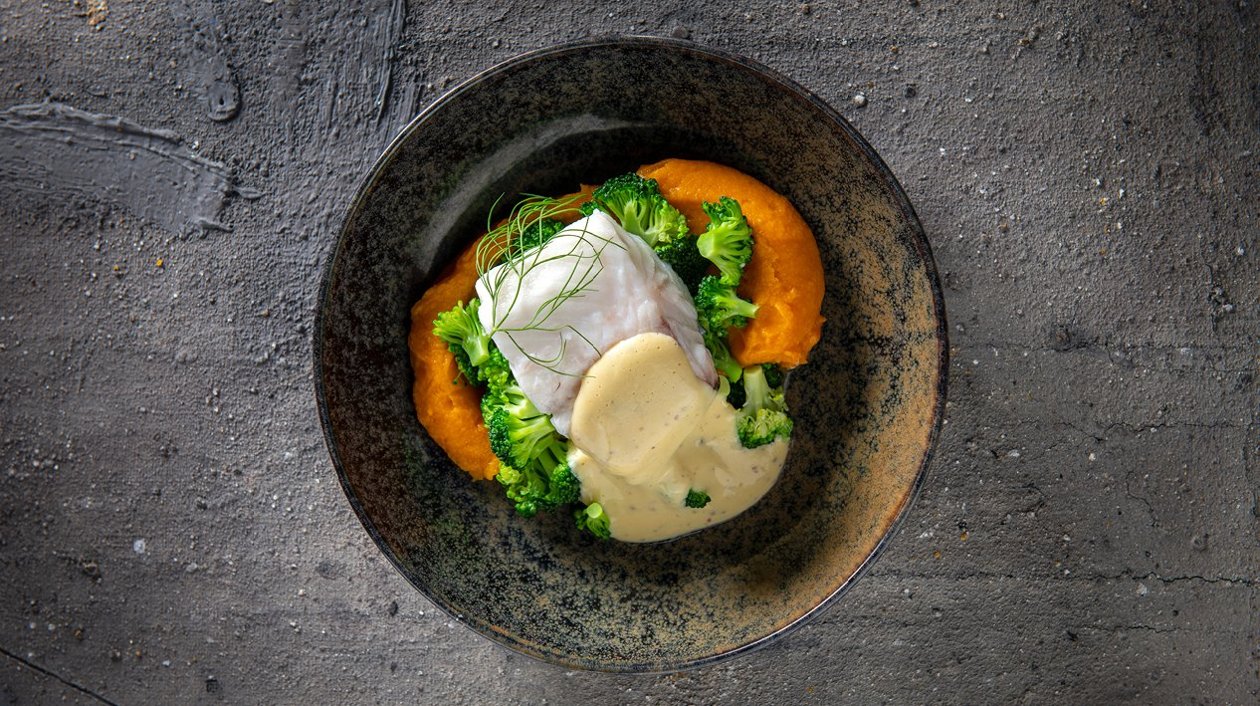 Vlaswijting met broccoli, pompoen en een sabayon van peper – Recept Vlaswijting met broccoli, pompoen en een sabayon van peper – Recept