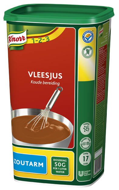 Knorr 1-2-3 Koude Basis Vleesjus Zoutarm Poeder opbrengst 17L -