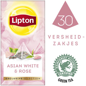 Lipton Exclusive Selection Aziatisch Wit en Rozenblaadjes 30 zakjes - Lipton Exclusive Selection biedt je gasten een uniek theemoment