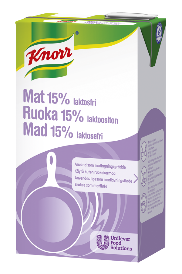 Knorr Mat 15% Laktosefri 1L - Knorr Mat 15% råler røff behandling og holder rett konsistens fra start til slutt, i alle varme matretter. Knorr Mat 15% Laktosefri 1L - Knorr Mat 15% råler røff behandling og holder rett konsistens fra start til slutt, i alle varme matretter.