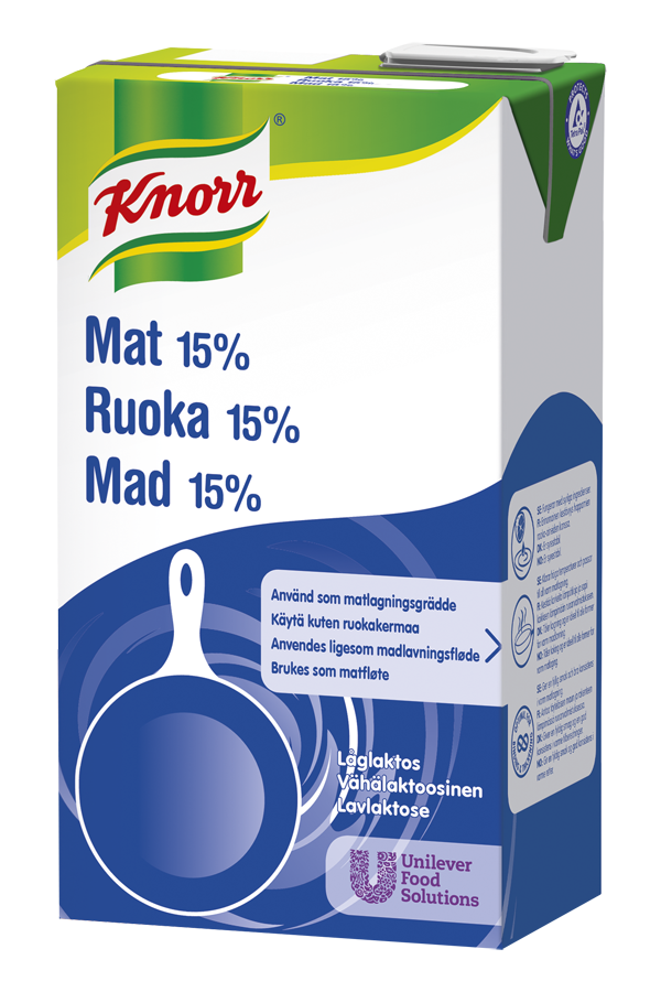 Knorr Mat 15% Lavlaktose 1L - Knorr Mat 15% råler røff behandling og holder rett konsistens fra start til slutt, i alle varme matretter. Knorr Mat 15% Lavlaktose 1L - Knorr Mat 15% råler røff behandling og holder rett konsistens fra start til slutt, i alle varme matretter.
