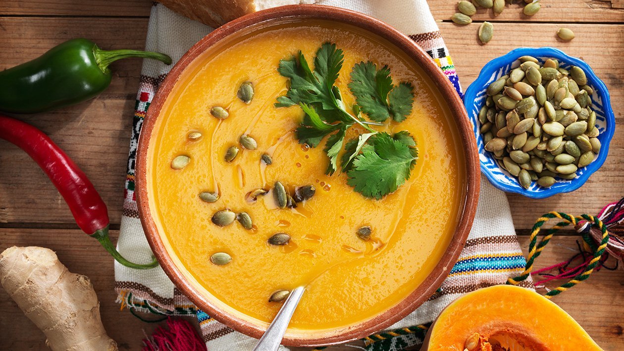 Gresskarsuppe med ingefær og chili – Oppskrift Gresskarsuppe med ingefær og chili – Oppskrift