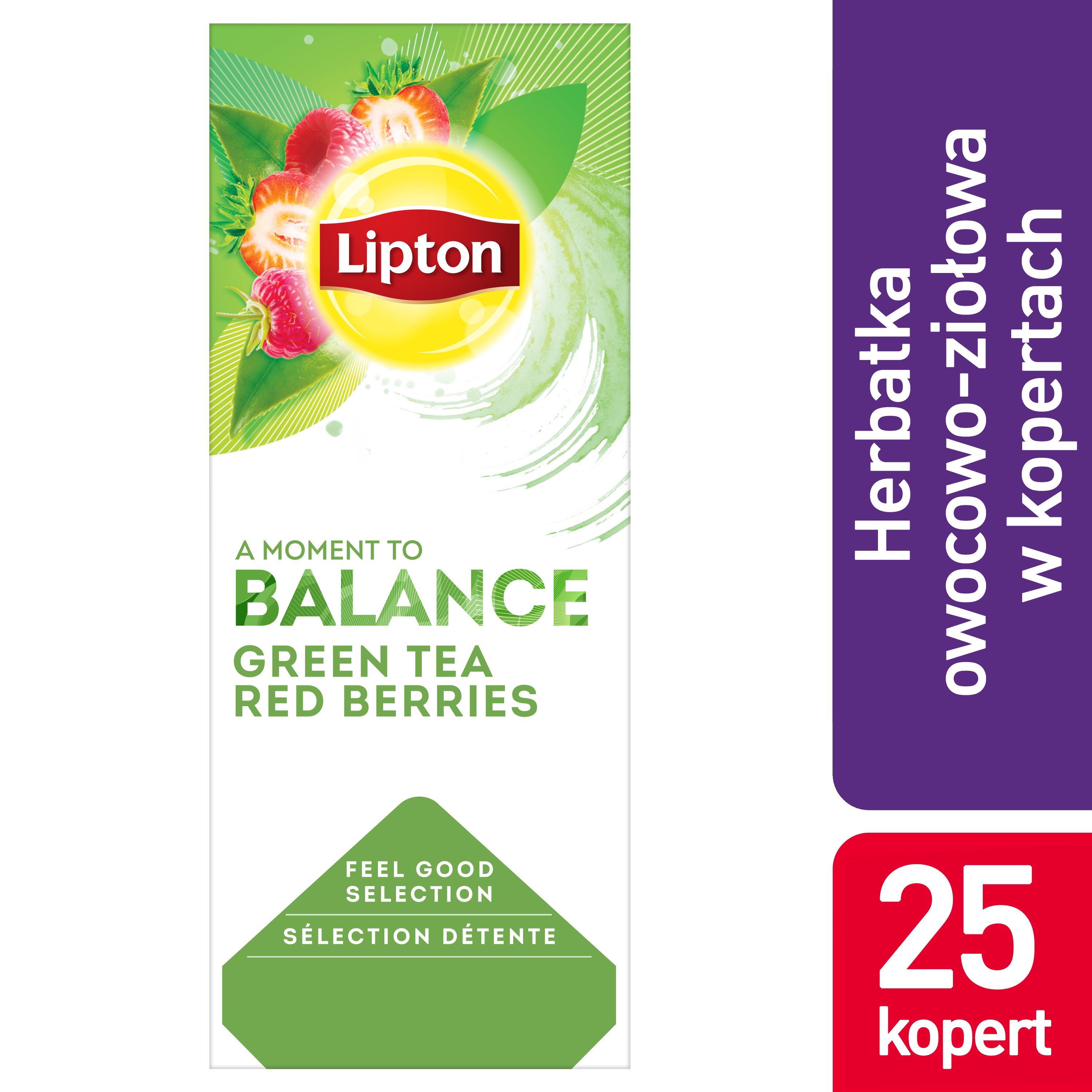Lipton Classic Green Tea Berries (Zielona herbata z delikatną nutą truskawki i maliny) 25 kopert -