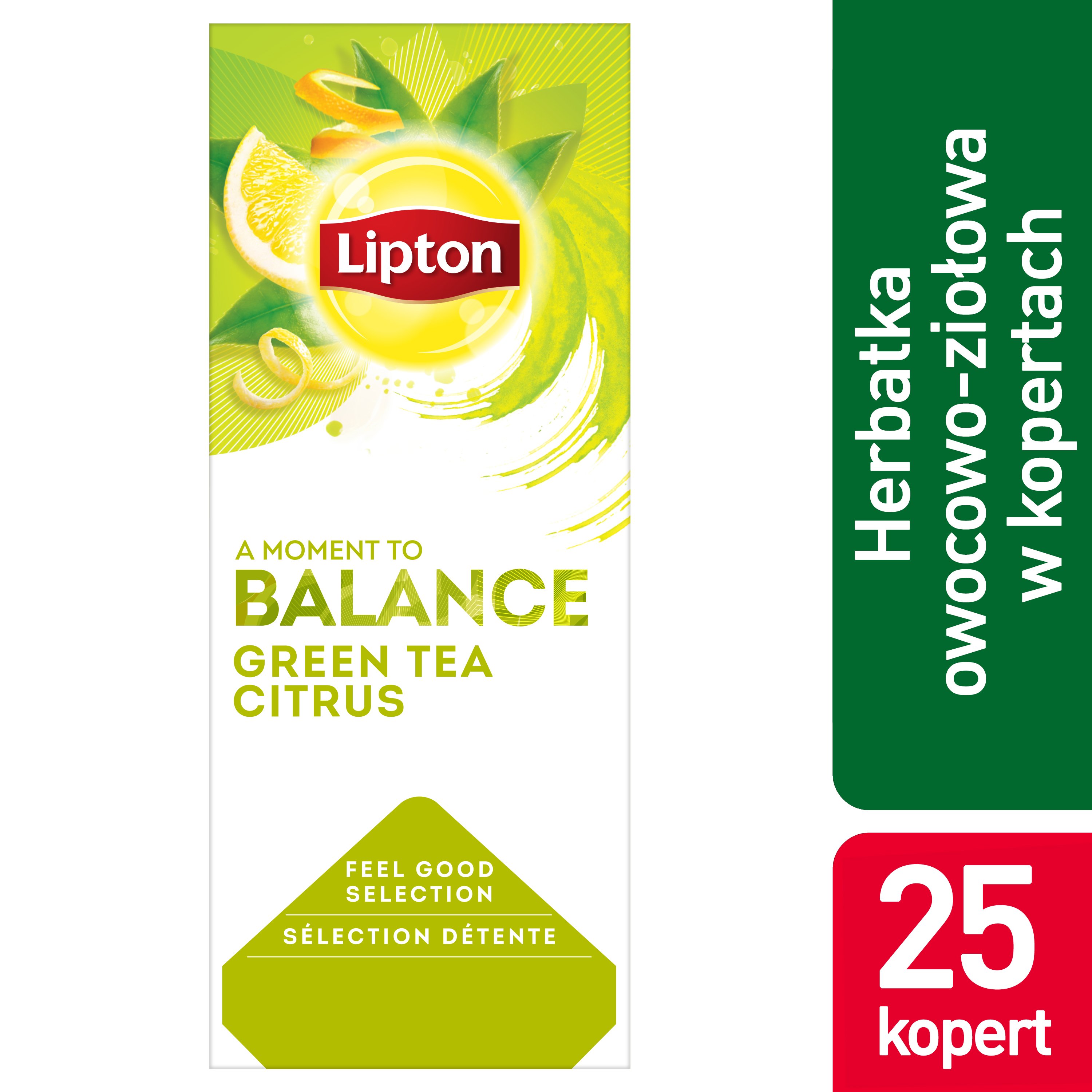 Lipton Classic Green Tea Citrus (Zielona herbata z delikatną nutą owoców cytrusowych) 25 kopert -