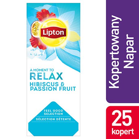 Lipton Feel Good Selection Hibicus & Passion Fruit (Herbatka aromatyzowana z hibiskusem i marakują) 25 kopert -