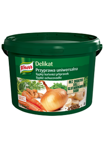 Knorr Delikat Przyprawa Uniwersalna w opakowaniu 3 kg - owy Delikat wzbogaca smak szkolnego menu i spełnia kryteria Rozporządzenia Ministra Zdrowia*
