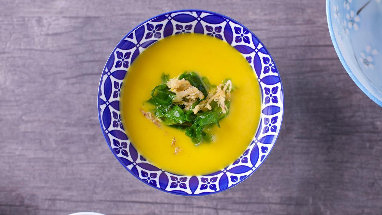 Krem drobiowy z żółtym curry i wodorostami Krem drobiowy z żółtym curry i wodorostami