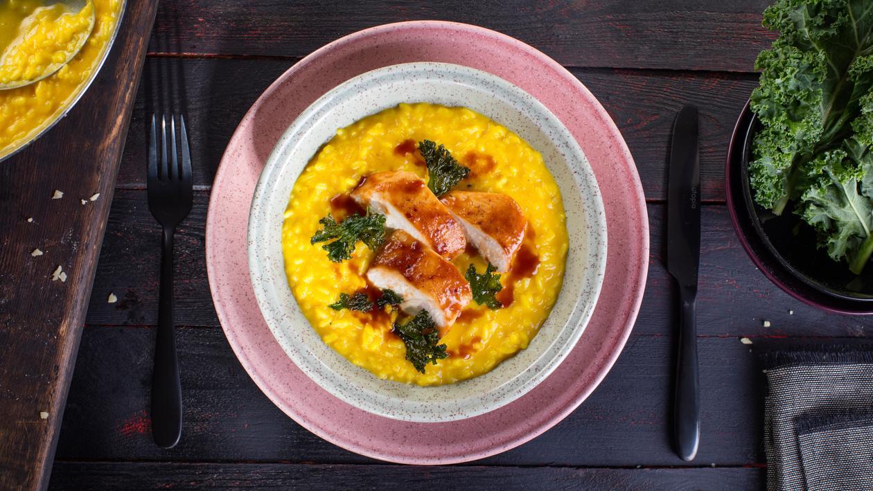 Risotto alla Milanese z kurczakiem BBQ Risotto alla Milanese z kurczakiem BBQ