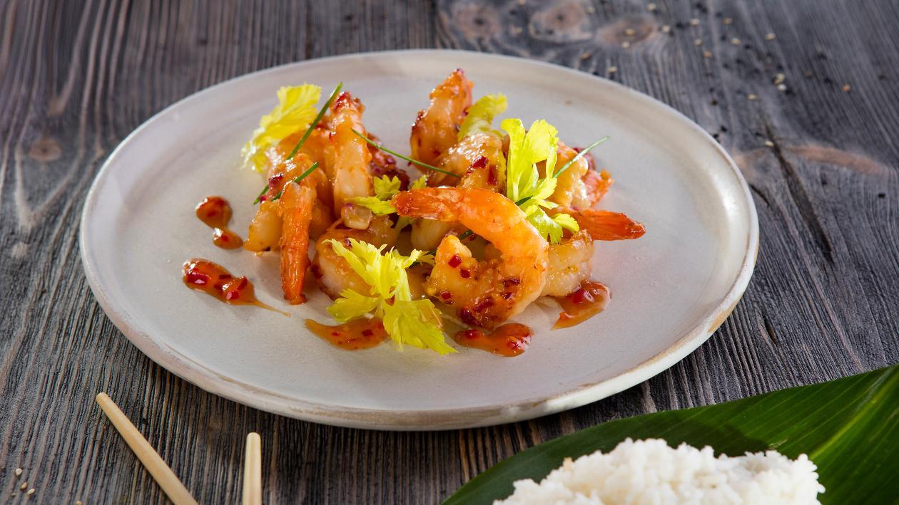 Smażone krewetki Sambal Manis Smażone krewetki Sambal Manis