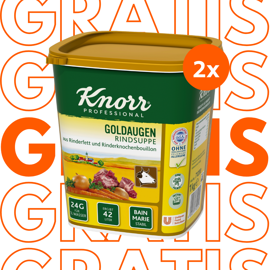 GRATIS ZUGABE: Set aus 2x Knorr Professional Goldaugen Rindsuppe 1 kg - 