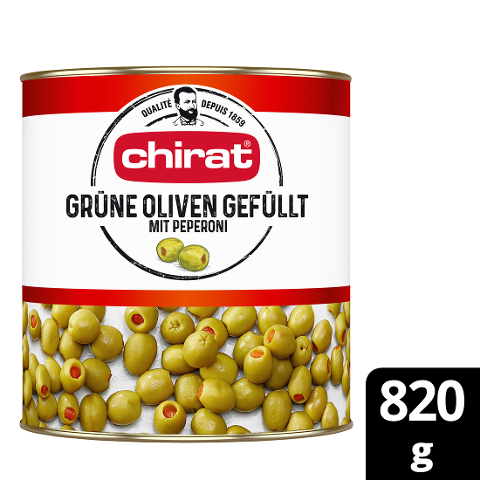 Chirat Grüne Oliven gefüllt mit Peperoni 1/1 Dose  - 