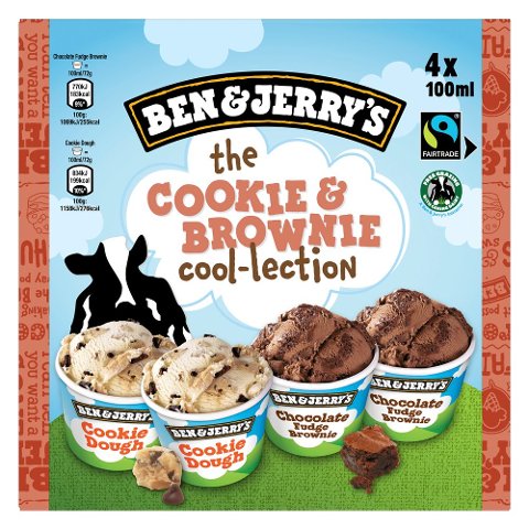 Ben & Jerry's Cookie Brownie Coollection Glace Becher 4 x 100 ml - 