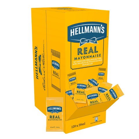 Hellmann's Real Mayonnaise 120x20ml Portionspackungen - Hellmann’s REAL Mayonnaise  – Nr. 1 in der Welt.