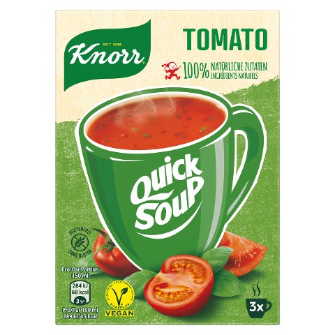 KNORR 100% natürliche Zutaten Quick Soup Tomato Packung 3 x 1 Portion - 