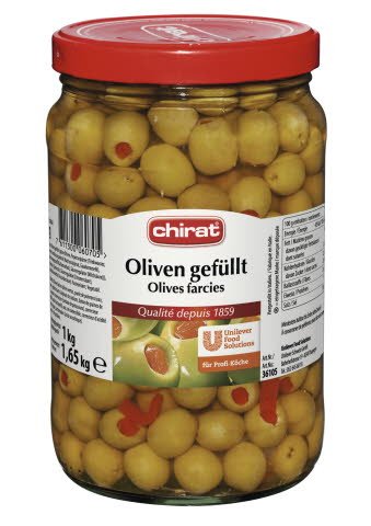 Chirat Oliven gefüllt 4 x 1,65 KG Glas  - 