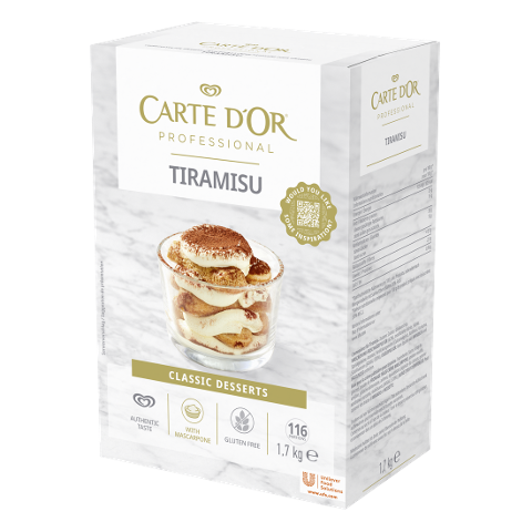 Carte D'Or Professional Creme für Tiramisu 1 x 1,7 KG - Carte D'Or Professional Creme für Tiramisu - wird mit Mascarpone und pasteurisierten Eieren zubereitet, damit du Zeit hast deine eigene Note zu kreieren.