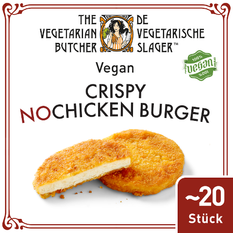 The Vegetarian Butcher - Crispy NoChicken Burger - Veganes paniertes Burgerpatty auf Pflanzenprotein-Basis 1,8 kg ca. 20 Stück