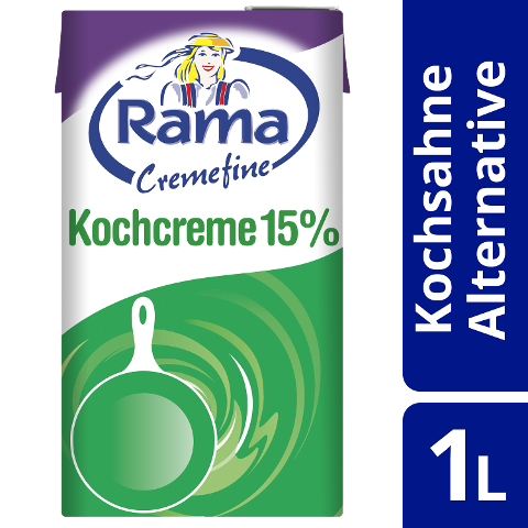 Rama Cremefine Kochcreme - Alternative zu Kochsahne auf Pflanzenölbasis 1 L - Rama Cremefine - für sehr hohe Stabilität bei jeder Anwendung. Rama Cremefine Kochcreme - Alternative zu Kochsahne auf Pflanzenölbasis 1 L - Rama Cremefine - für sehr hohe Stabilität bei jeder Anwendung.