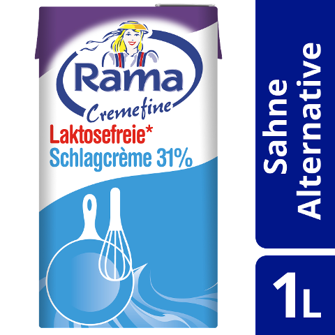Rama Cremefine Laktosefreie Schlagcreme 1 L - Mit RAMA Cremefine Schlagcreme bleiben Desserts länger stabil.*