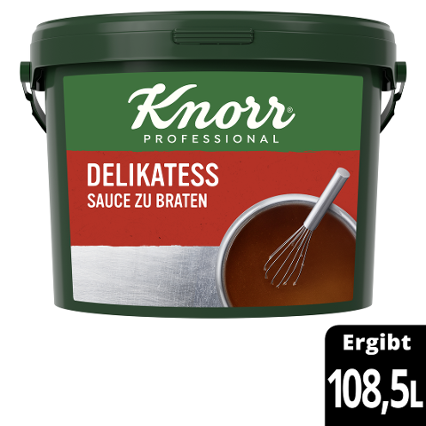 Knorr Professional  Delikatess Sauce zu Braten 1 x 10 kg - Knorr Delikatess Sauce zu Braten:  Vegan – sowie einfach und schnell zubereitet.