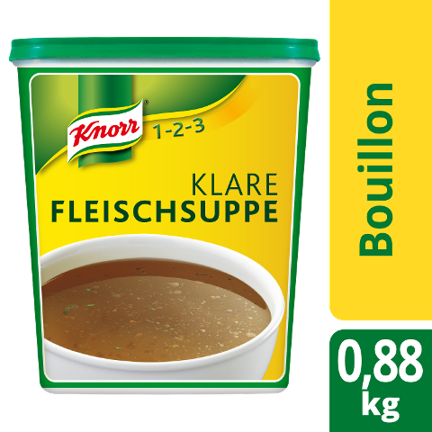 Knorr Klare Fleischsuppe mit Suppengrün 880 g - Seit über 100 Jahren erfolgreich in Deutschlands Küchen. Knorr Klare Fleischsuppe mit Suppengrün 880 g - Seit über 100 Jahren erfolgreich in Deutschlands Küchen.