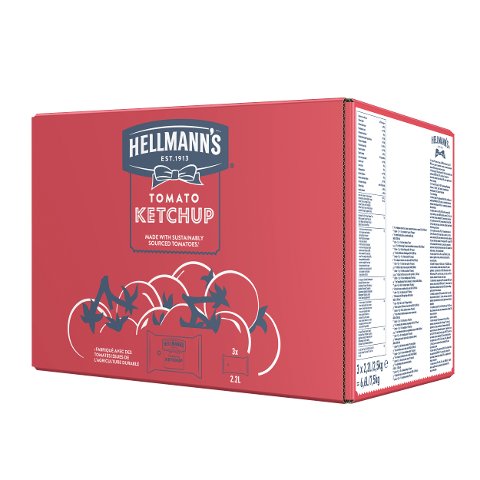 Hellmann's Tomato Ketchup - Beutel für Dispenser 3 x 2.5 KG - Hellmann's Premium Dispenser für eine ansprechende und effiziente Dosierung