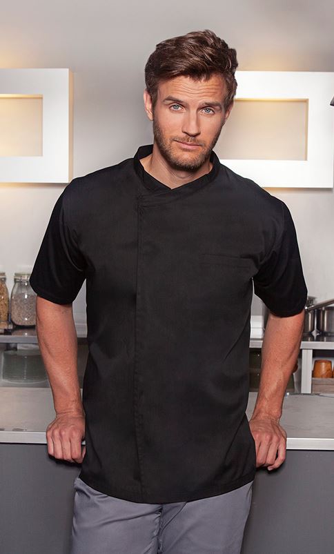 Chemise de cuisine moderne à manches courtes, taille : L - 