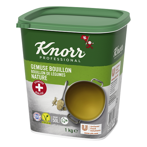 Knorr Professional Bouillon de Légumes Nature 1KG - Knorr Bouillon de légumes Nature – à base de légumes issus de l’agriculture durable pour un goût équilibré.