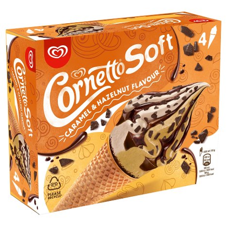 Cornetto Soft Caramel & Hazelnut Flavor 4 x 140 ml - 