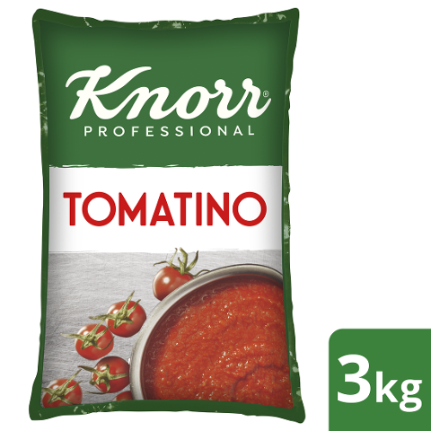 Knorr Tomatino 3 kg - Knorr Tomatino, une sauce tomate fruitée finementtamisée, préparée à partir des meilleures tomates italiennes issuesde  l’agriculture durable.