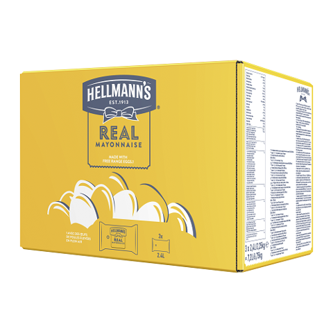 Hellmann's Mayonnaise - Poches pour Dispenser 3x2.25kg - Mayonnaise Hellmann’s REAL – no 1 dans le monde.