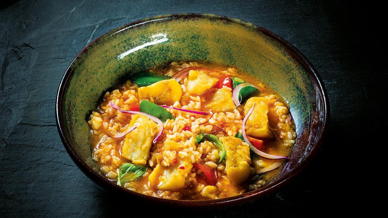 Arroz de Tamboril com Caril Vermelho