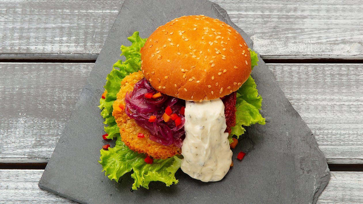 Hambúrguer Vegetal com Molho Tártaro
