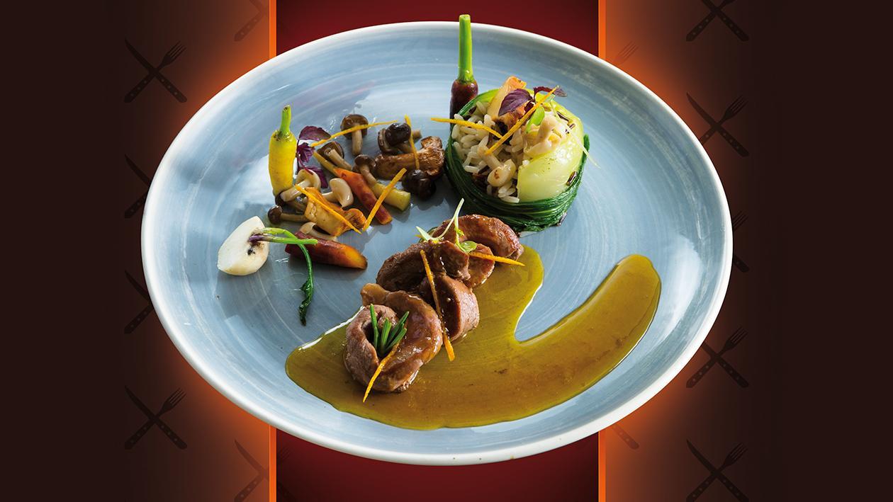 Lombinhos de Pato com Molho de Laranja e Arroz Selvagem de Cogumelos Lombinhos de Pato com Molho de Laranja e Arroz Selvagem de Cogumelos