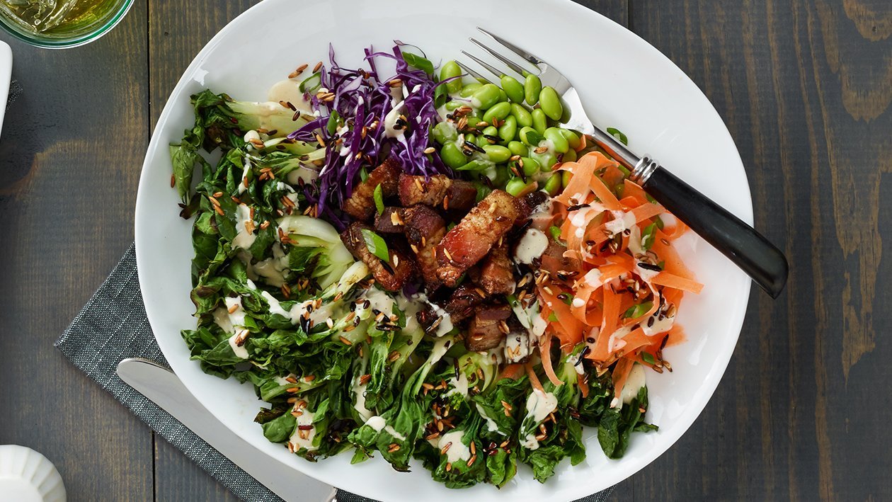 Salada Bok Choy Grelhado e Bacon