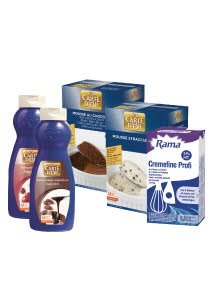 12 X Rama Cremefine 31% multiple aplicatii + 2 x Deserturi (Carte D'or Mousse Stracciatella, Carte D'or Mousse cu Ciocolata) + 2 x Topping-uri (Carte D'or Topping Cacao, Carte D'or Topping Cirese amare) -