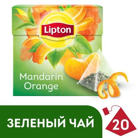 LIPTON зеленый чай в пирамидках Mandarin Orange (20шт) -